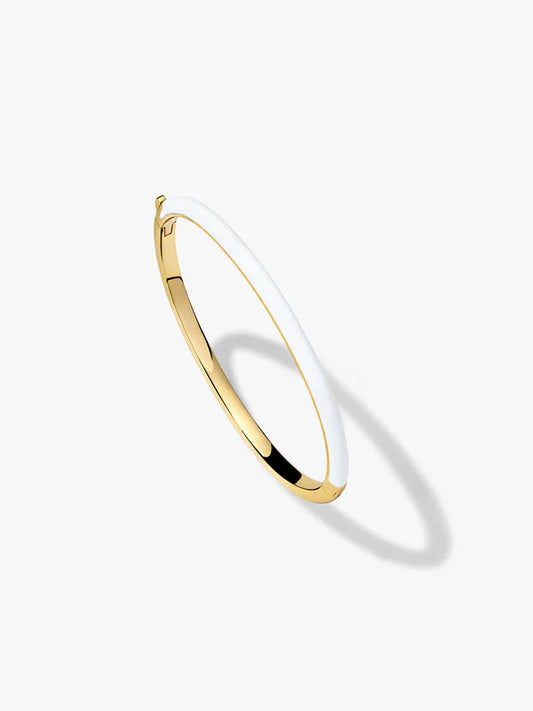 White Enamel Hinge Bangle